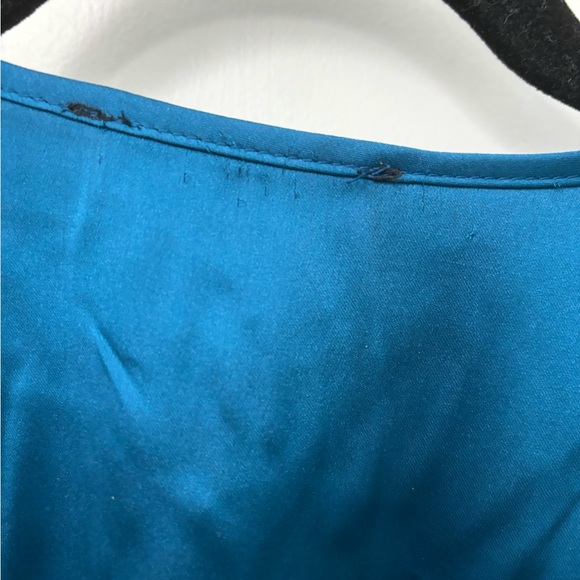NWT House of Harlow 1960 Teal Satin Cropped Long Sleeve ruched Blouse - Picture 5 of 6